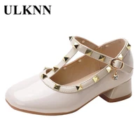 princess girls high heels 2021 children leather shoes kids new fund rivet shoes girl soft soled shoes during stage shoes