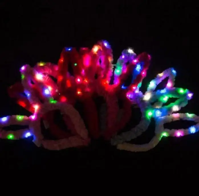 

СВЕТОДИОД мигает плюшевый кролик с ушами ободок Девушки Женщины кролик светильник вверх для волос; Повязка для волос; Светящиеся Кольца Сва...