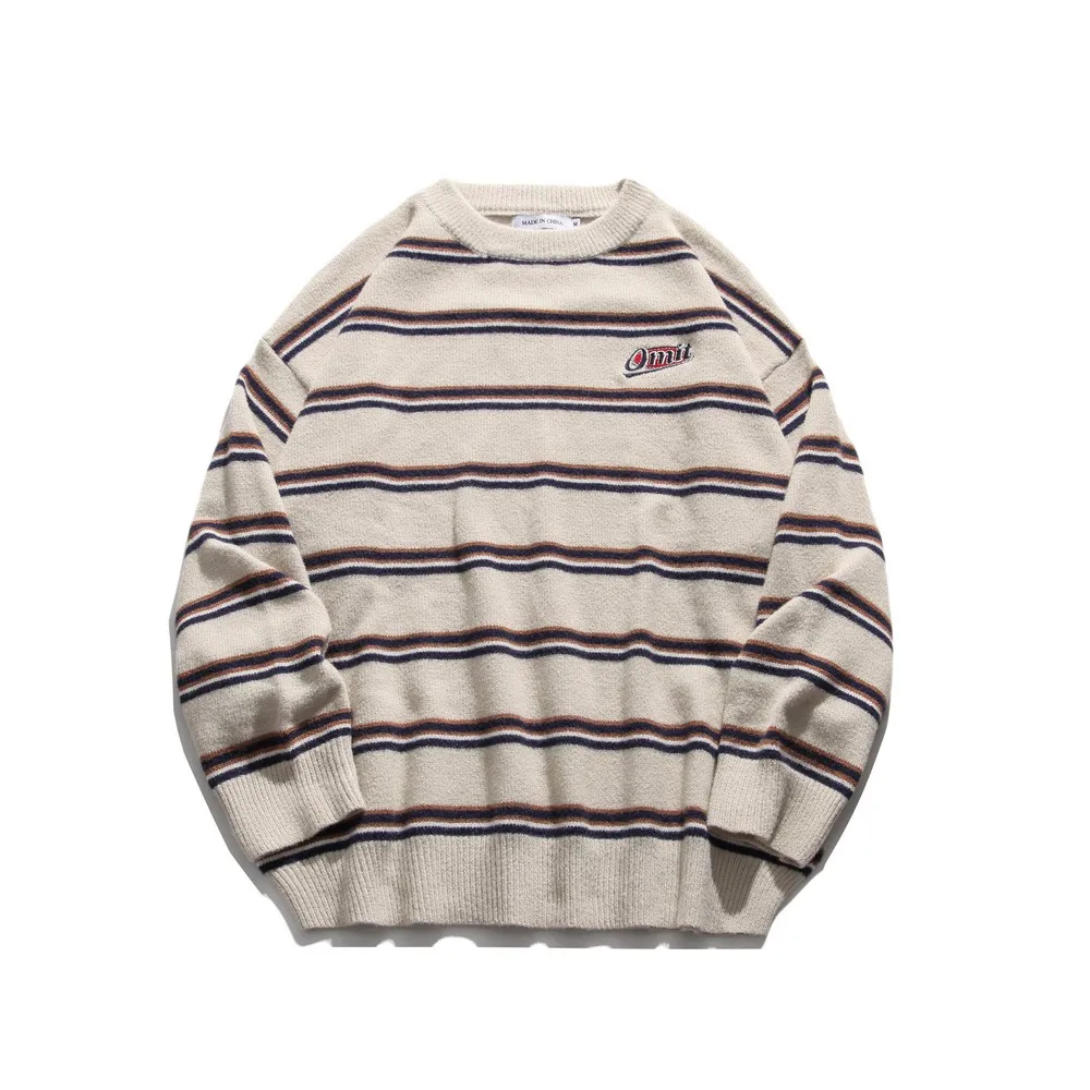 Полосатый Повседневный красивый корейский стиль винтажная одежда трикотажный