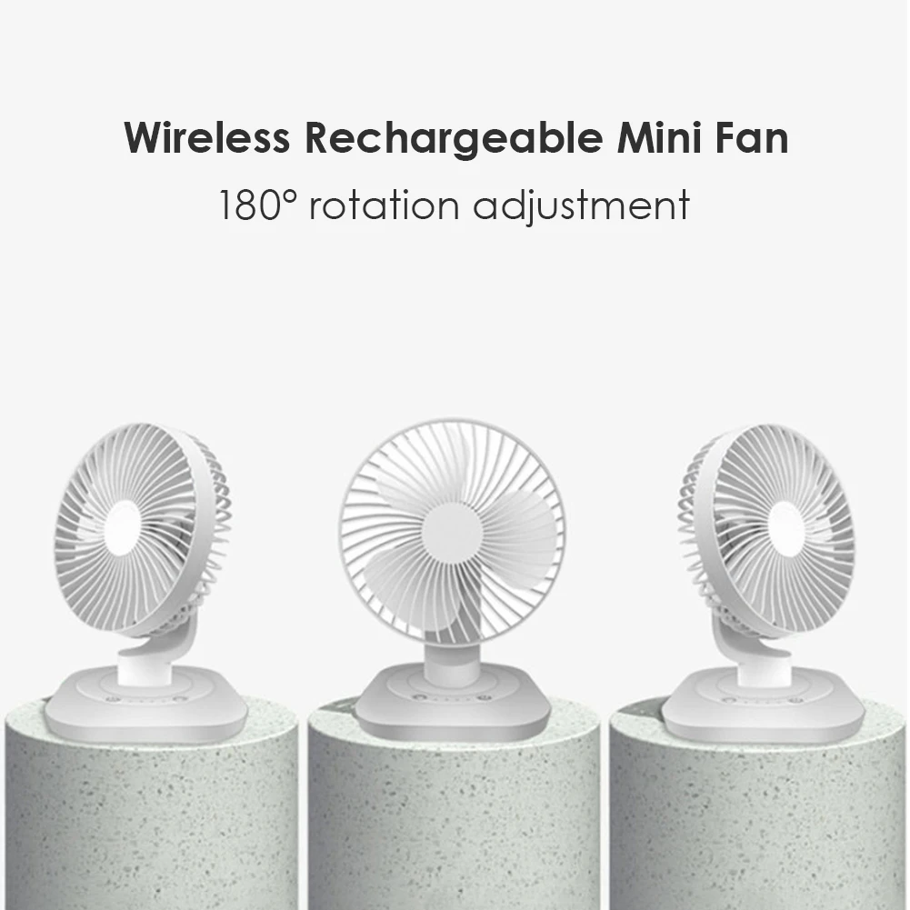 

Wireless Rechargeable Mini USB Fan 3 Speeds Adjustable Desktop Air Cooler