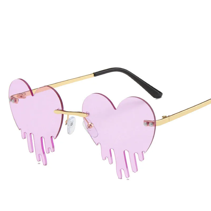 

Солнцезащитные очки Seemfly в форме сердца со слезами для мужчин и женщин, модные солнцезащитные очки в металлической оправе, Необычные забавн...