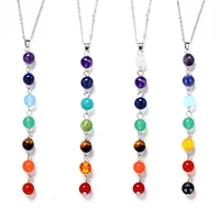 chicvie 8mm trending chakra jewelry pendant necklace rainbow stainless steel necklace 2019 crystal statement necklaces sne190165
