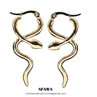 2022 fashion stainless steel hoop earings for women gold color snak earrings women animal jewelry boucle doreille e9305s01