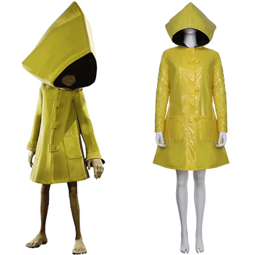 

Little Nightmares 2 Six Cosplay Costume Yellow Coat Hooded Robe Adult Halloween Carnival Party Fancy Dress Women