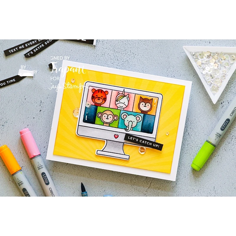 

JC Rubber Stamps and Cutting Die for Scrapbooking Animal Connect Letters Craft Stencil Card Make Album Sheet Decoration Template