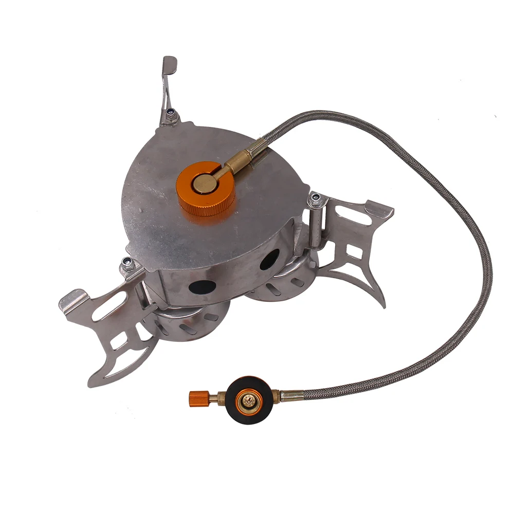 

High Power Camping Stove Stainless Steel Fierce Fire Outdoor Windproof Three Core Head Camp For Outdoor Family Picnic Cooking