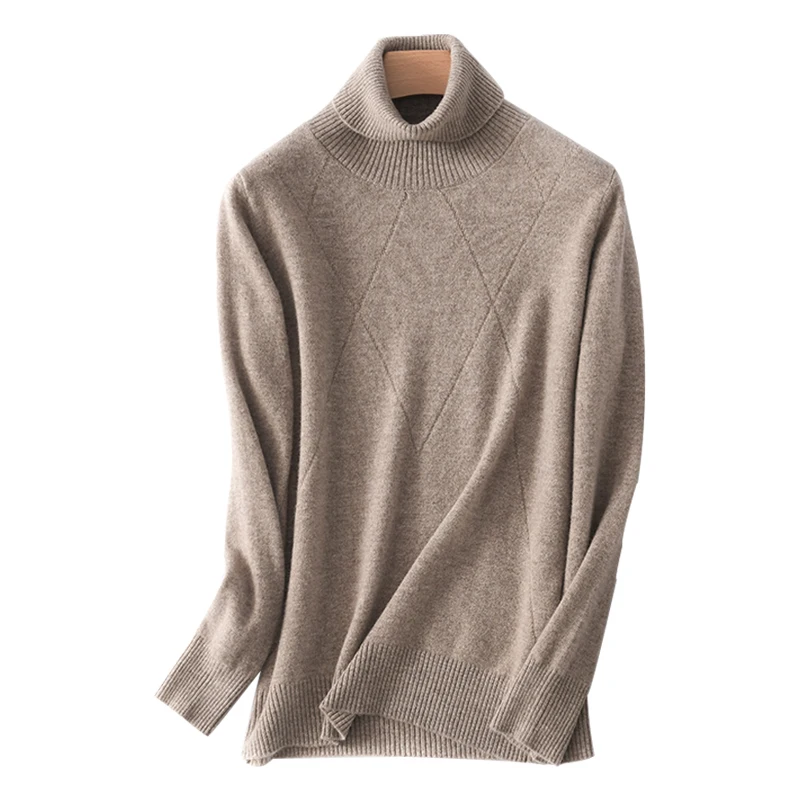

Новинка 100%, стильный женский пуловер из шерсти с высоким воротом, свитер с длинным рукавом, однотонный Универсальный Повседневный базовый к...