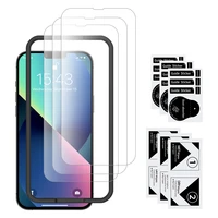 123 pack full cover screen protector 9h clear tempered glass film for iphone 13 13 mini 13 pro max with installation frame