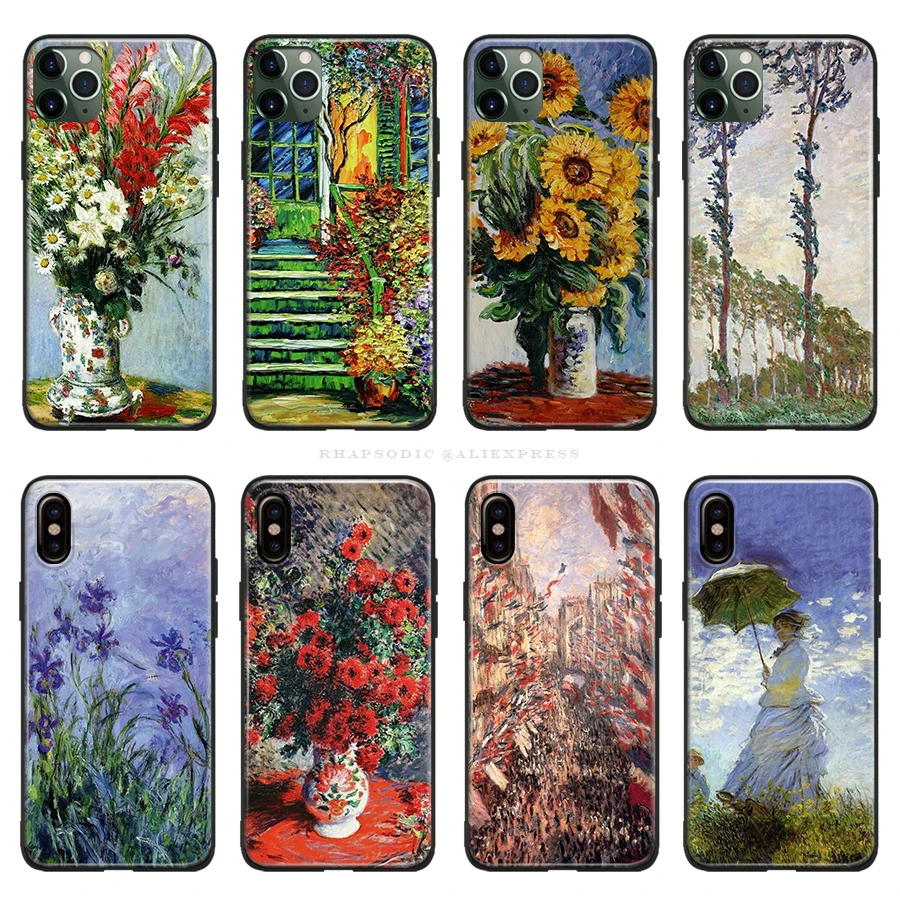 Мягкий силиконовый чехол для телефона Monet с подсолнухами пейзажем