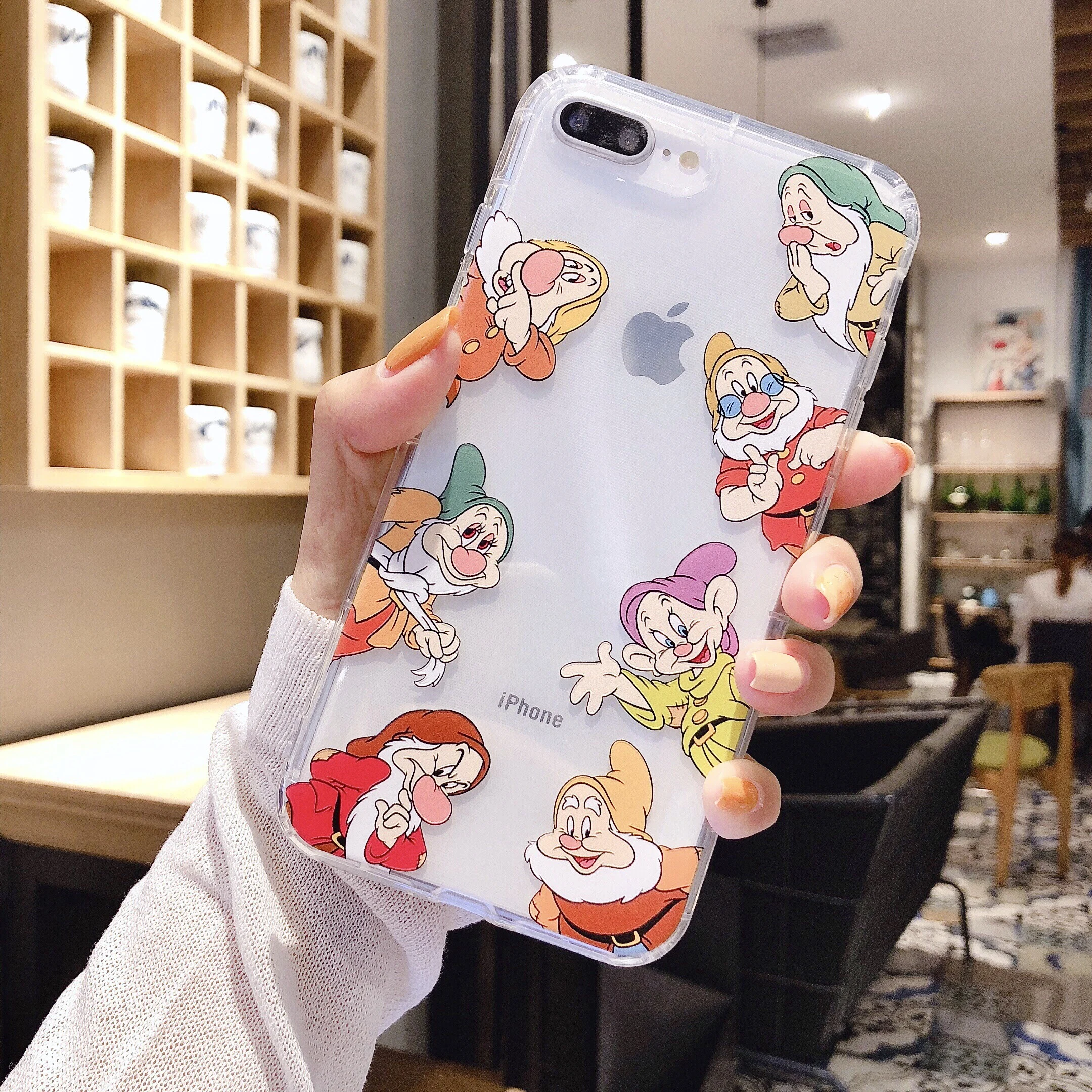 Ультратонкий Прозрачный чехол с милым мультяшным рисунком для iphone 8 7 6 6S Plus Coque