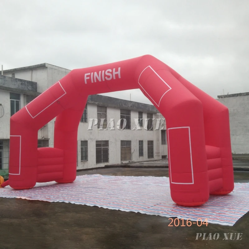 L&iacute;nea de acabado de arco inflable personalizada de cuatro patas de 20 pies con pancartas extra&iacute;bles para evento deportivo y de carrera-3