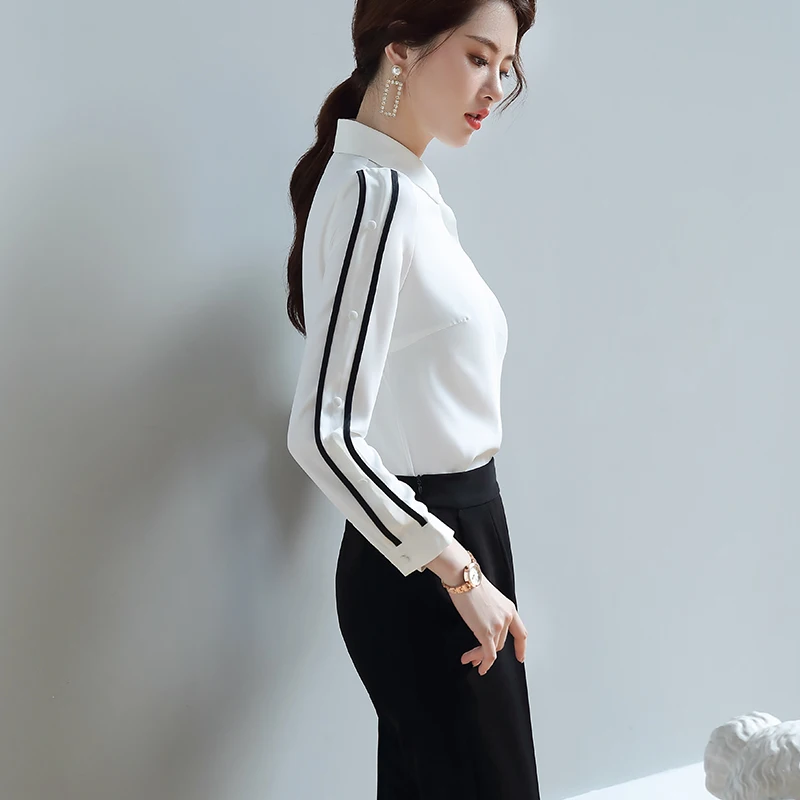 Полосатые рубашки Lenshin для женщин блузка высокого качества с рабочей одеждой