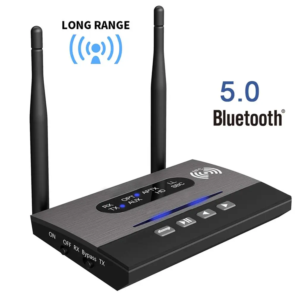 Приемник передатчик Bluetooth 5 0 аудиоадаптер дальнего действия для ТВ ПК наушников