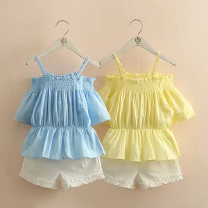 2 шт., хлопковая Футболка с открытыми плечами и шорты