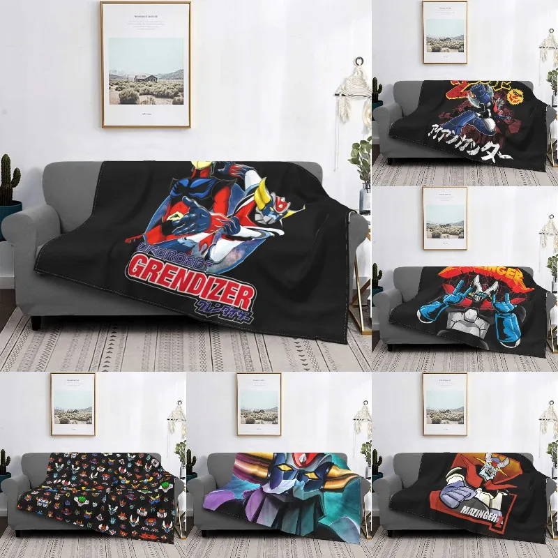 

Grendizer And Actarus Blanket 3D Printed Soft Flannel Fleece Warm UFO Robot Goldrake Throw Blankets for Car Bed Couch Bedspreads