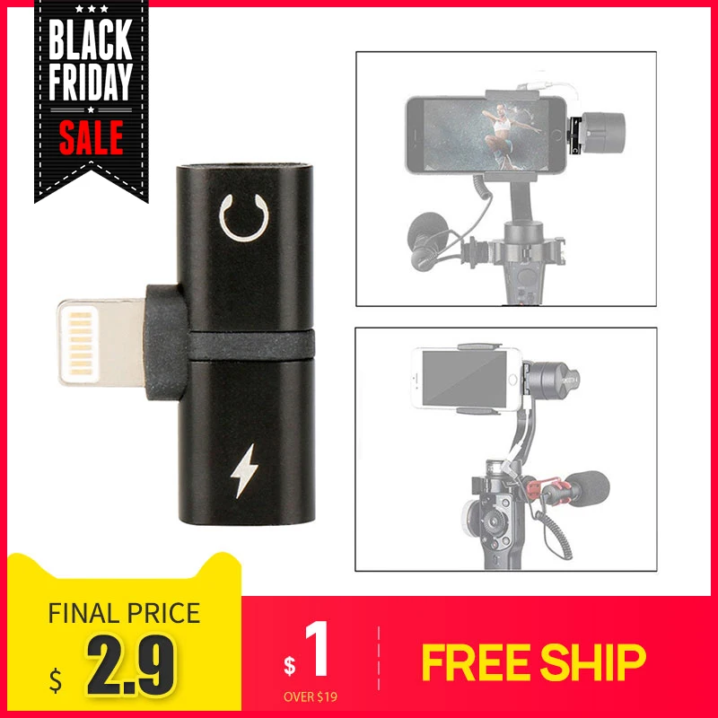 2 в 1 аудио адаптер для Zhiyun Smooth 4 Gimbal iPhone 7 8 X зарядный адаптер для lightning Jack для наушников DJI osmo mobile 2