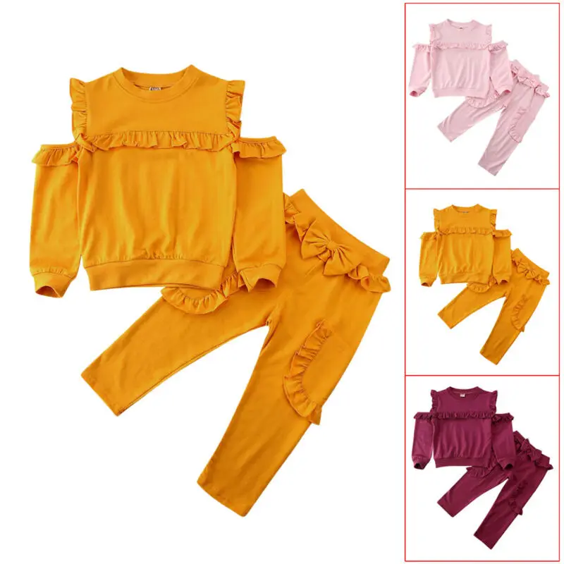 Красивая детская одежда для маленьких девочек кружевная с оборками комплект из 2