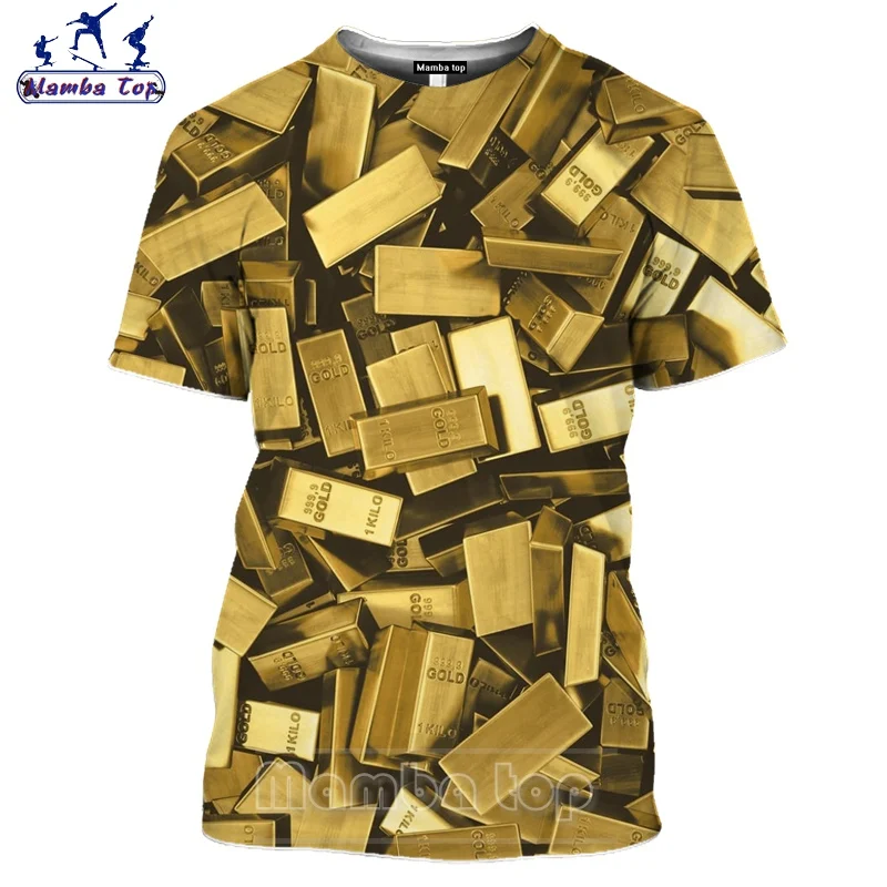 Топ Mamba мужские футболки летняя футболка для плавания с 3D принтом Золотая