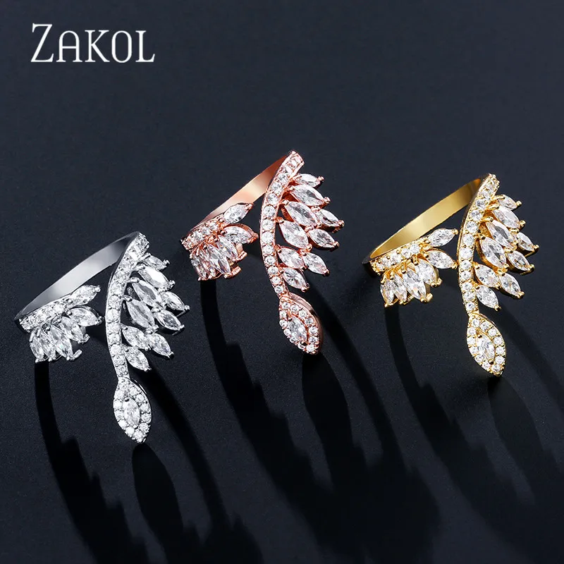ZAKOL Модные женские ювелирные изделия кубический циркон крылья бабочки