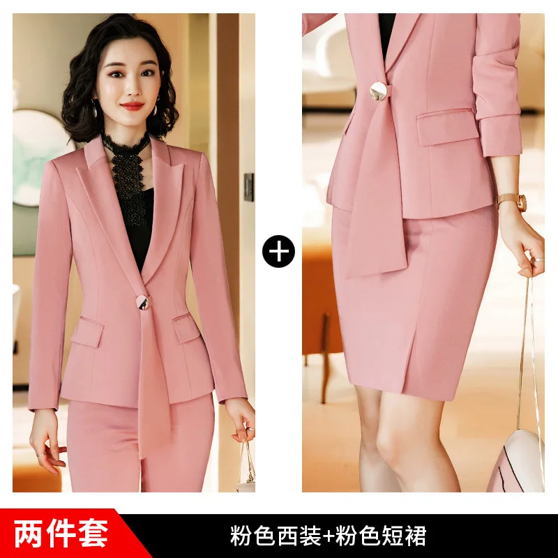 

Blazer Pants Set Two Piece Formal Suits Buttons Nine Office Ladies Women's Pantsuit Red Pink Business Suit Women Blazer Set