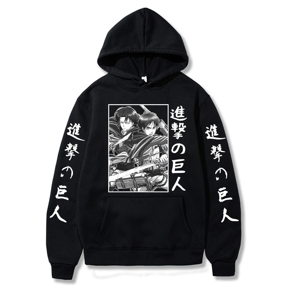 Японское аниме забавные толстовки с капюшоном атака на Титанов зимние японские