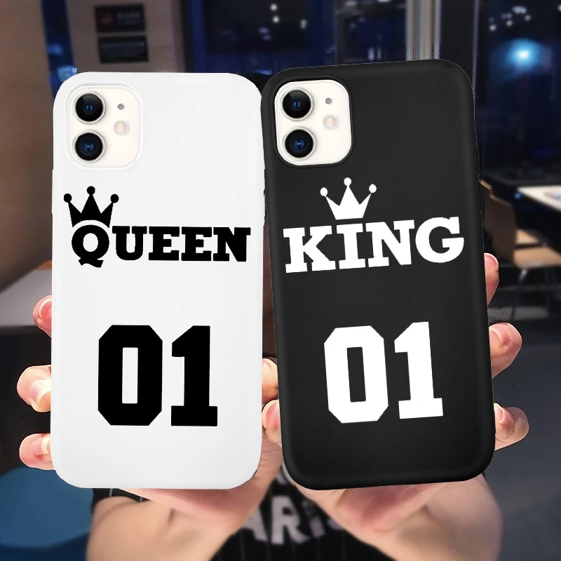 Чехол King Queen для влюбленных пар силиконовый мягкий чехол телефона из ТПУ черного
