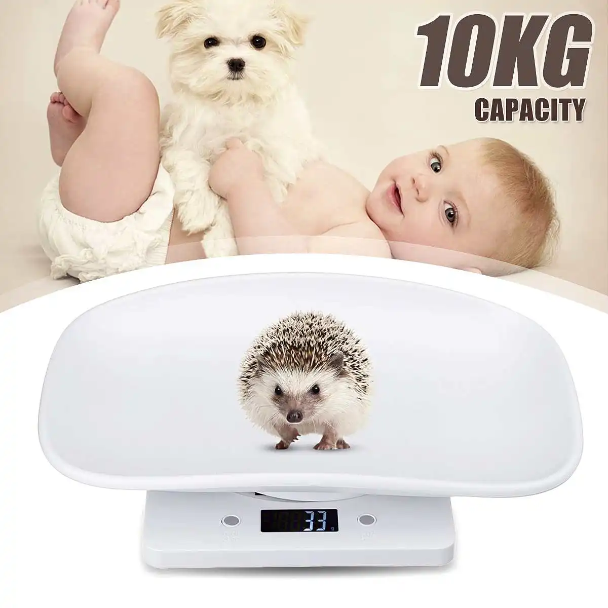 

Многофункциональные цифровые электронные весы для домашних животных, 10 кг/1 г, весы для новорожденных, 18x29x5,8 см