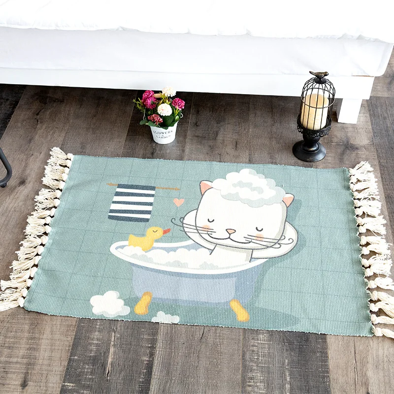 Домашний коврик для входа прикроватный из хлопка и льна ковер гостиной ванной