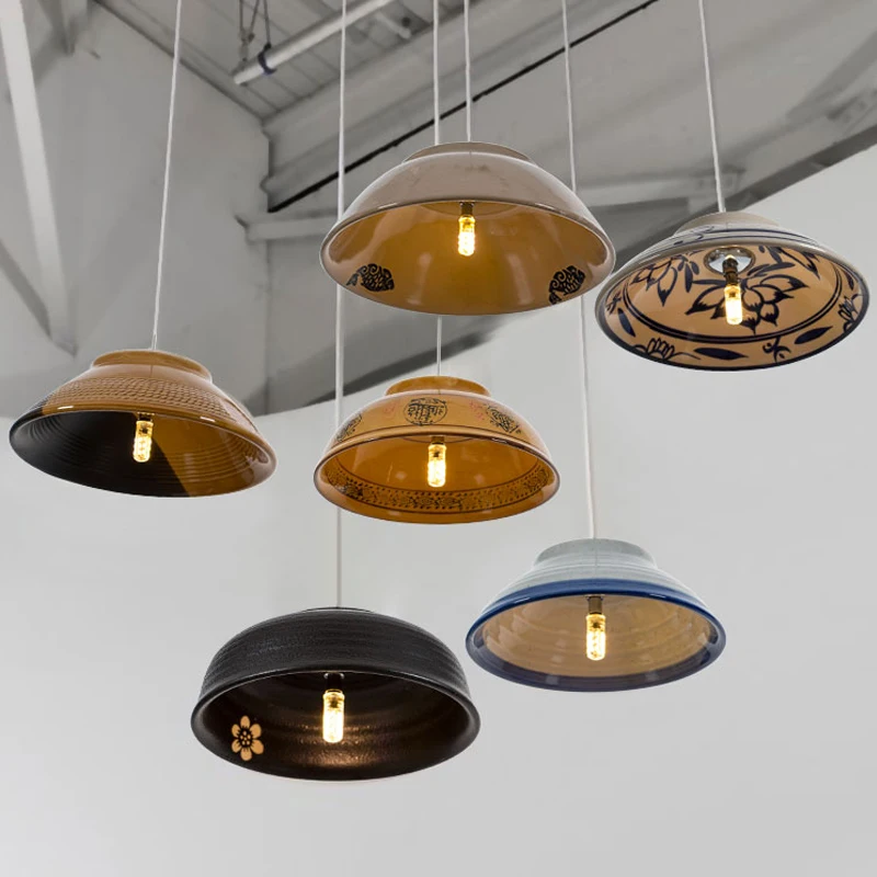 Подвесная лампа в китайском стиле креативный светильник виде счастливой чаши