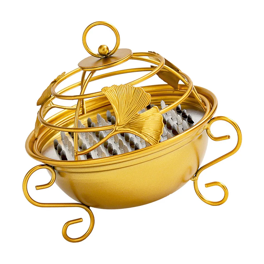 

1Pc Decorative Mosquito Coil Tray Mosquito-repellent Incense Box with Lid Golden