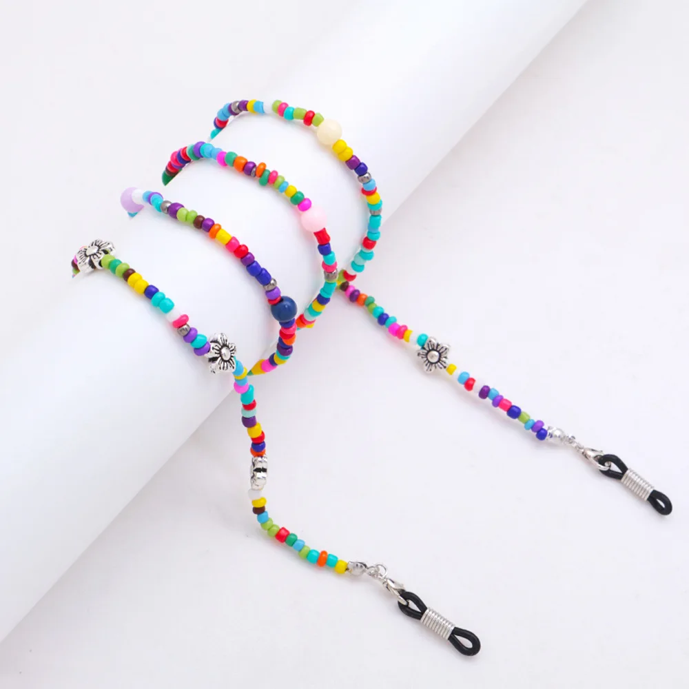 

Coloful Rice Beads Glasses Lanyard Chains Sunglasses Ladies Read Eyeglass Chains Holder Strap Rope String Cord Glasses Accessory