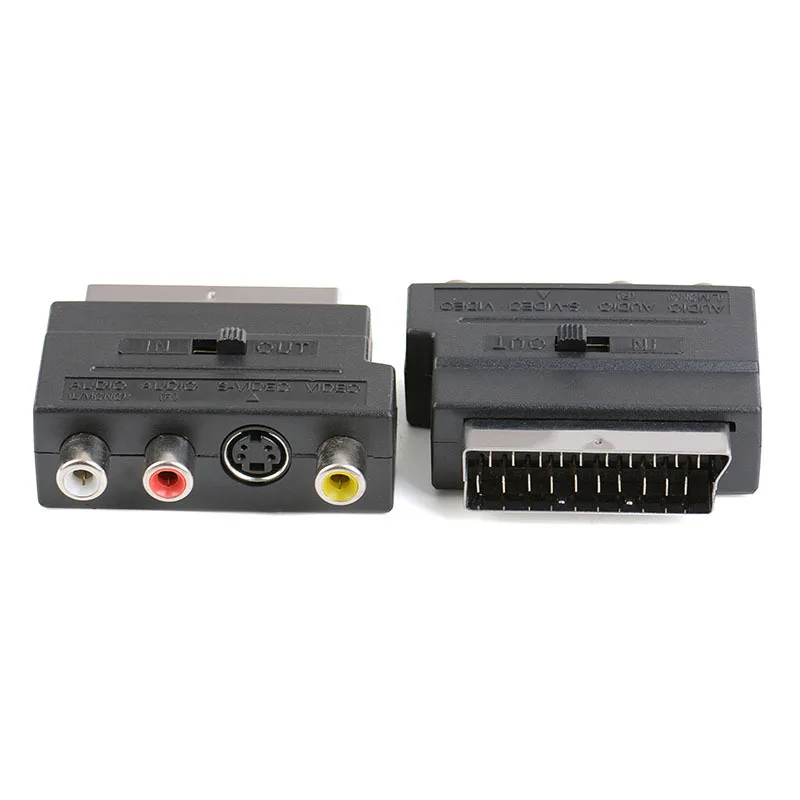 Адаптер SCART с AV-блоком на 3 RCA Phono Composite S-Video переключателем In/Out Scart адаптер SVHS для