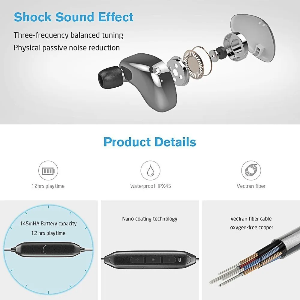 Bluetooth наушники с регулируемыми басами Беспроводные спортивные 4 2 микрофоном