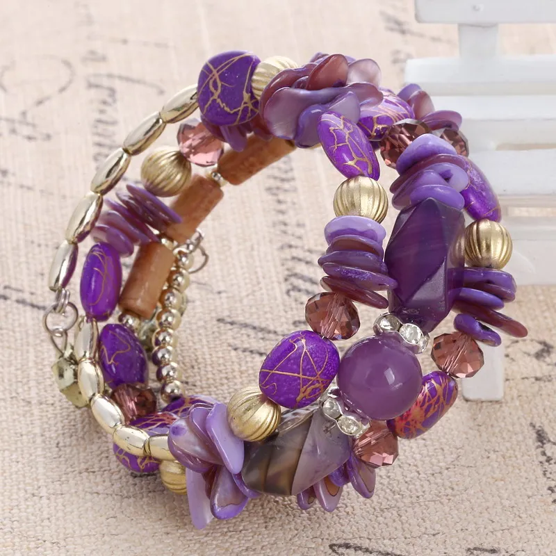 Женский браслет с бусинами ZOSHI подвесками из натуральных камней золотого цвета