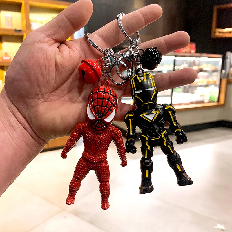 

Spiderman Cartoon Iron Man Key Chain Creative Metal Schoolbag Keychain Pendant Car Doll Ornament Keyring
