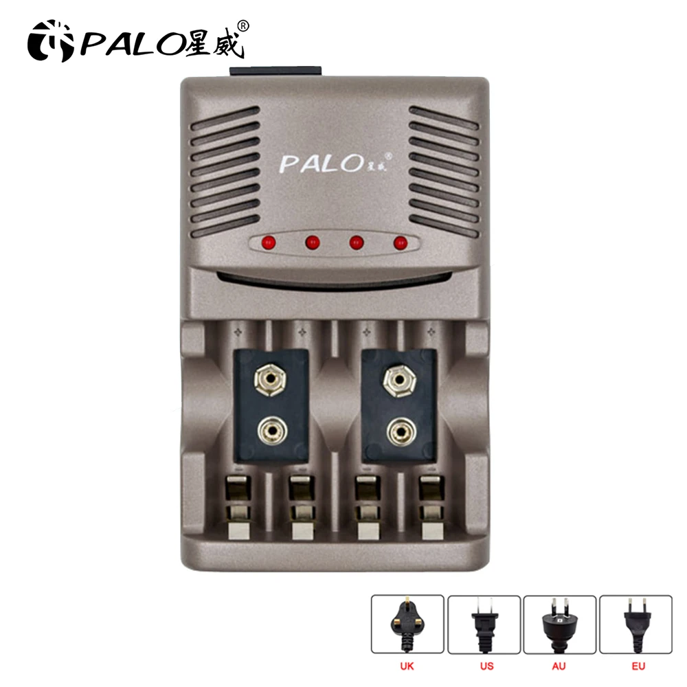 

4 solts smart rechargeable battery charger for AA AAA 9V Ni-MH Ni-Cd batteries / EU AU US UK plug