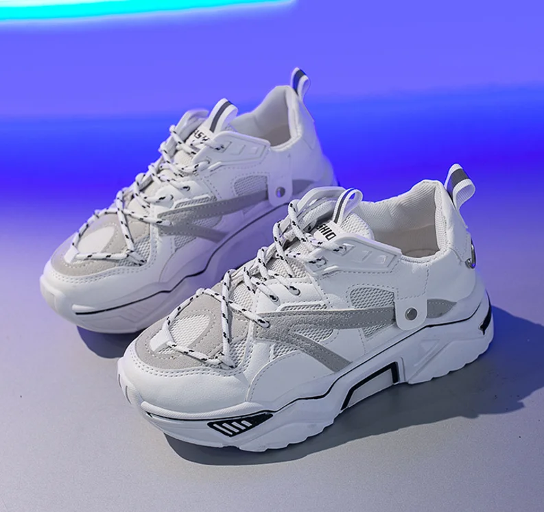 Women Sneakers White Fashion Retro Platform Running Shoes Lady summer footwear Breathable zapatillas de mujer N4-13