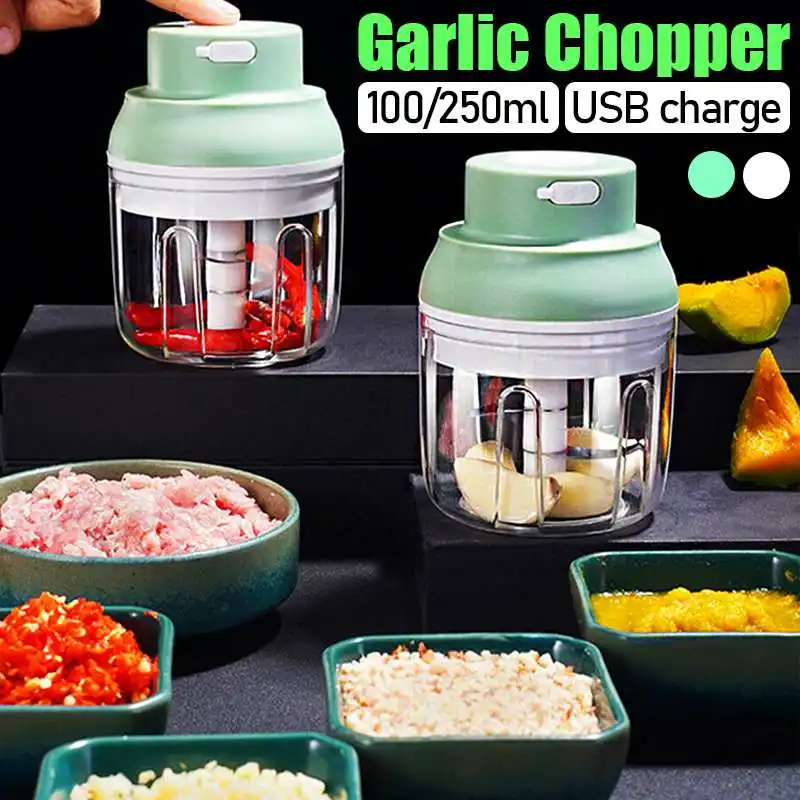 

100/250ml Electric Garlic Masher Garlic Press Vegetable Chili Meat Garlic Chopper Press USB Masher Machine Kitchen Gadgets