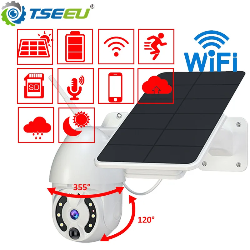 

Pan Tilt Inbuilt Battery Cloud Storage PIR Human Ubox APP Security IP Camera For The Street Outdoor WiFi Wireless Solar Camera