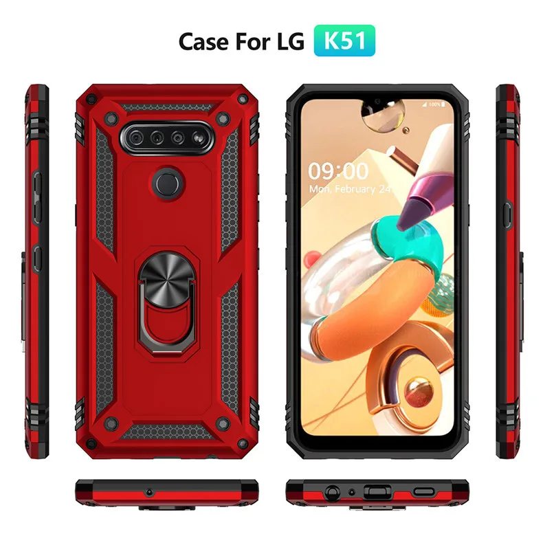 

Shockproof Case For LG K51 Q51 K50S K50 Q60 K40 Stylo 6 Stylo 5 Ring Holder Coque For Aristo 5 Aristo 5 Plus K31