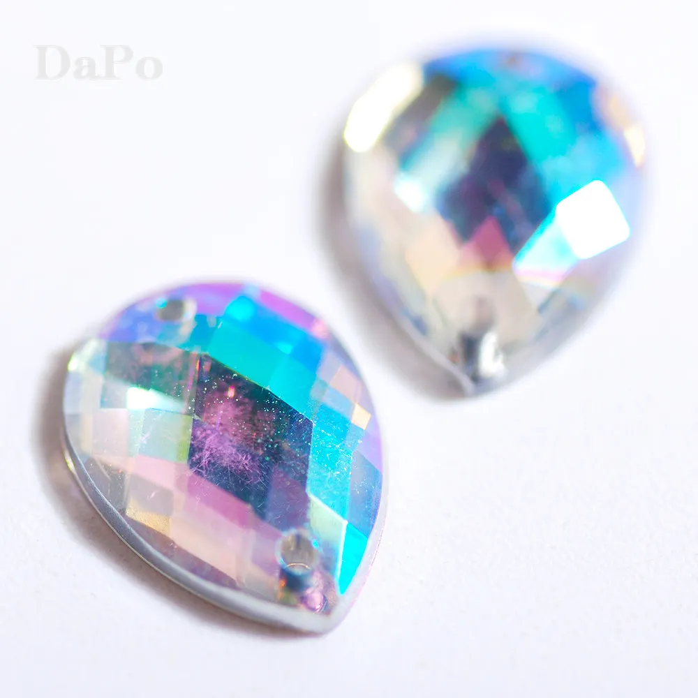 100 шт. 10x14 мм каплевидные Акриловые стразы для шитья с плоской задней стороной