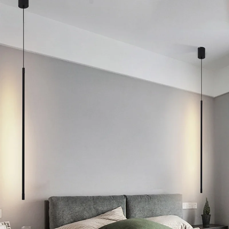 New bedside chandelier modern minimalist creative minimalist light luxury single head long hanging wire bedroom small chandelier