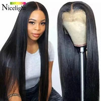 nicelight brazilian straight hair hd lace front wigs remy lace frontal wig pre plucked natural wigs human hair for black women