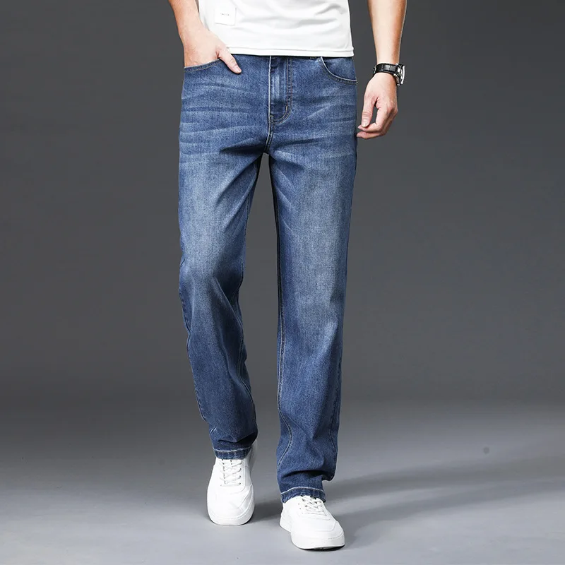 

Jeans men's 2021 new spring loose straight summer thin stretch trendy brand youth casual jeans