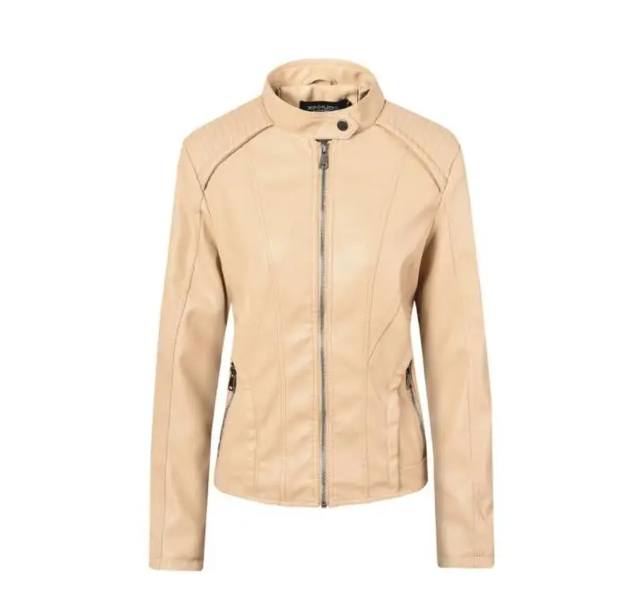 

Куртка из искусственной кожи для женщин с длинным рукавом из искусственного меха осень-зима женский 2019 размера плюс, Короткая кожаная куртк...