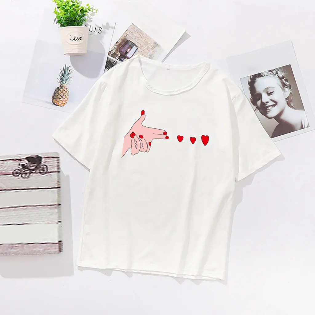 Женская футболка с принтом любовь KANCOOLD летняя в стиле Харадзюку | одежда