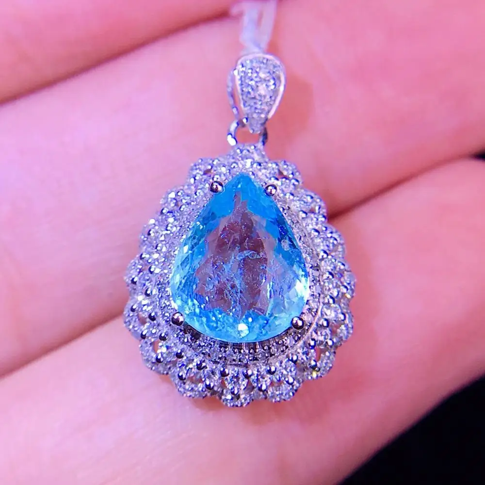 Турмалиновая подвеска Paraiba из натурального золота 18 К 100% натуральный турмалин 2