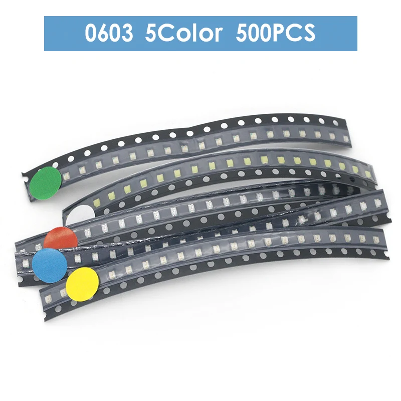 

500pcs=5colors x 100pcs 5050 5730 1210 1206 0805 0603 0402 SMD LED Diode Kit Red / Green / Blue / White / Yellow