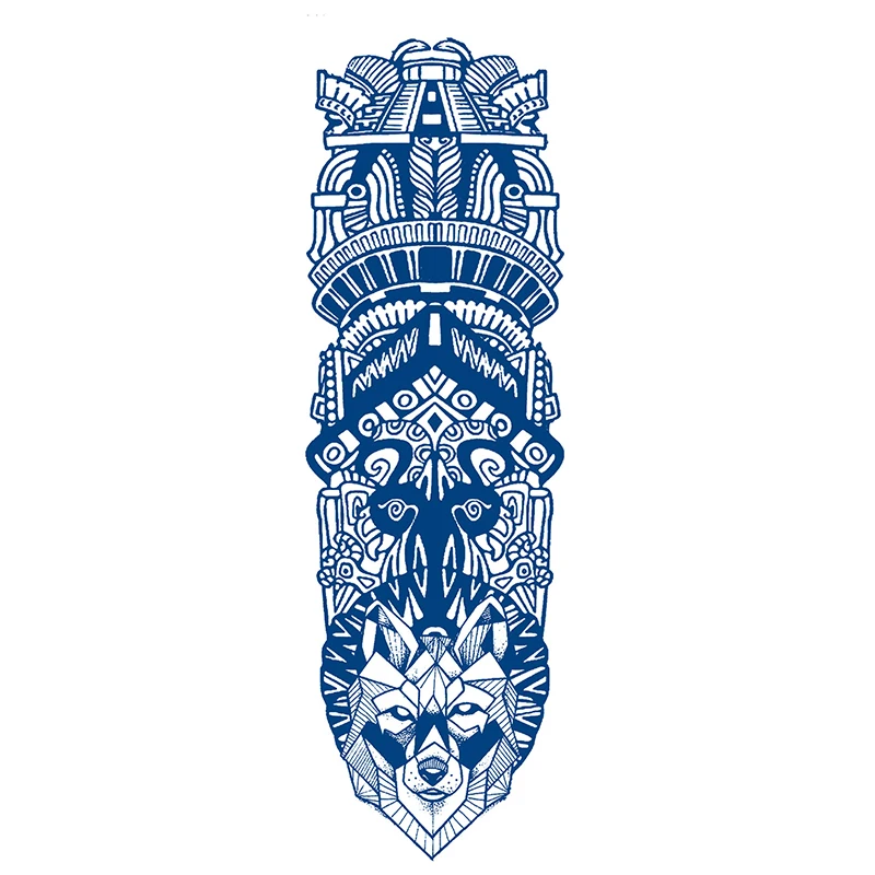 

Juice Tattoo Sticker Wolf Head Totem Flower Crown Stickers Full Arm Body Art Fake Tattoo for Woman Man Keep about 15 Days