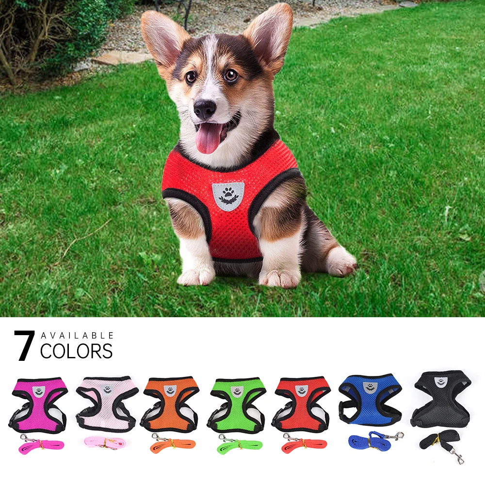 1pcs Mesh Small Dog Harness And Leash Set Puppy Cat Vest For Pug Bulldog Arnes Perro Pet Supply | Дом и сад